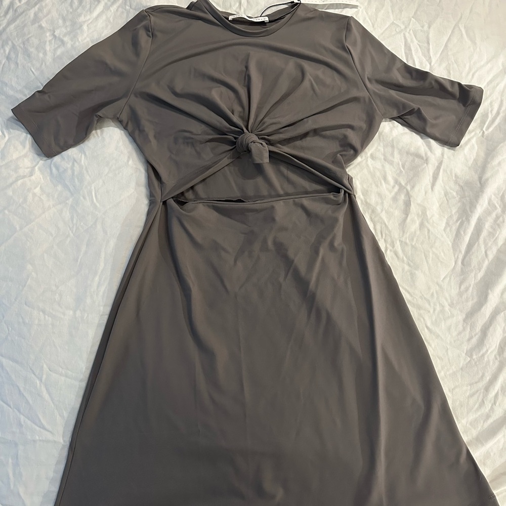 Susana Monaco Gray Tie Front Sheath Dress
